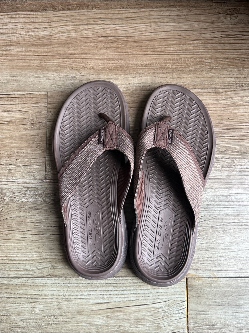 Skechers Men's Brown Textile Casual Sandals - Size 10 US